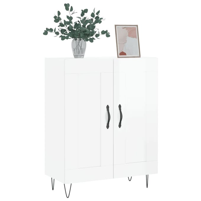 vidaXL - Dressoir - 69,5x34x90 - cm - bewerkt - hout - hoogglans - wit