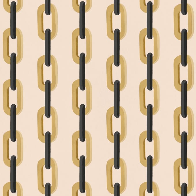 Behang Chain de chaine beige geel
