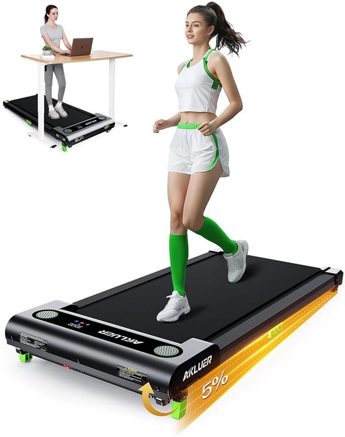 AKLUER 480L-A Walking Pad met Instelbare Helling – Stille 2,5PK Loopband, Compact & Opvouwbaar, Ideaal als Cadeau