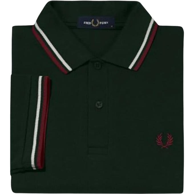 Fred Perry Herenpoloshirt met dubbele kraag (Donkergroen)