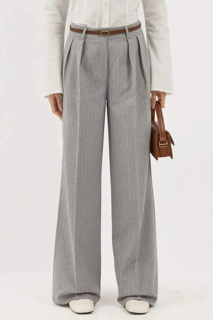 Gestreepte Wijde Pantalon met Plissé