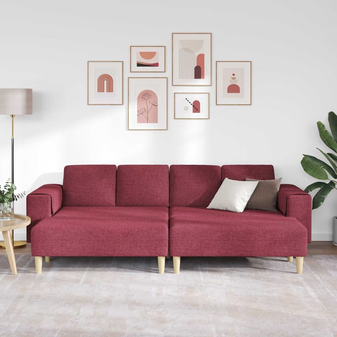 vidaXL Woonkamerbank 3 pcs Wijnrood 250 x 188 x 76 cm Polyester