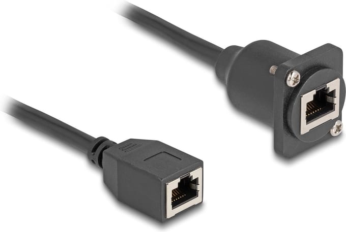 Delock D-Type RJ45 cable jack to jack Cat.5e black 20 cm