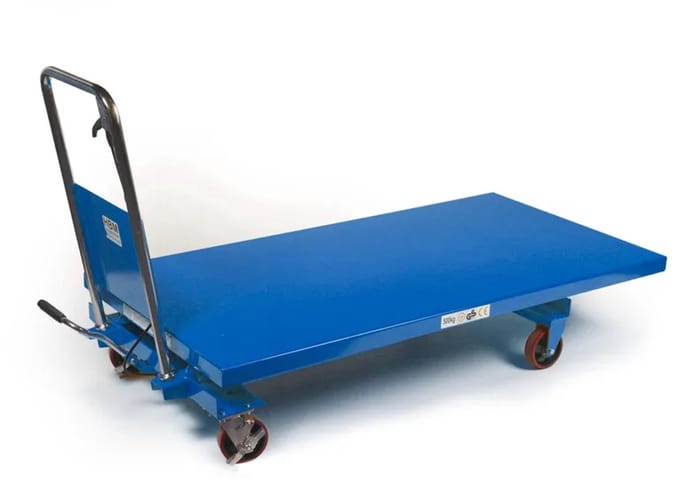 HBM Verrijdbare Werktafel / Heftafel Groot 500 kg, Blauw