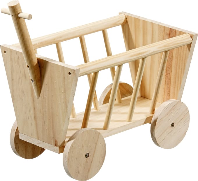 Hooiruif houten bolderkar - Bruin - 29 x 19 x 21 cm