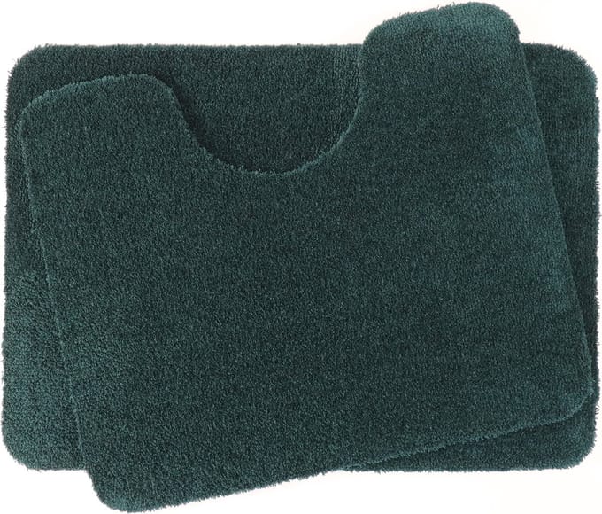 Set - PRIMA - Soft - WC mat - 50x60cm - met uitsparing 21cm - en - Badmat - 50x70cm - donker groen - antislip