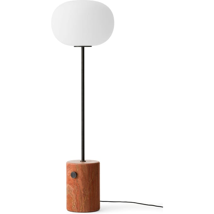 Audo Copenhagen Audo vloerlamp JWDA, brons/rood, travertijn, 130 cm, dimbaar.