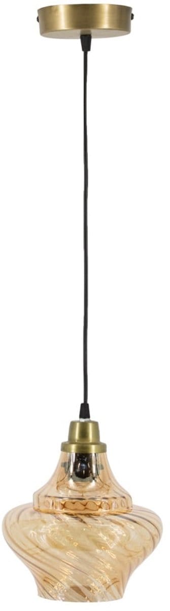 Hanglamp glas roest/goud