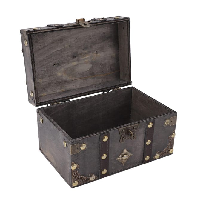 Houten Schatkist Vintage Stijl Cijferslot Legering Beslag Duurzaam Hout Brede Toepassing Vintage Sieradendoos black