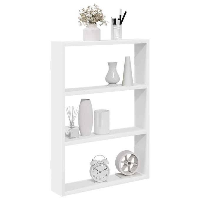 vidaXL - Wandschap - 43x9x60 - cm - bewerkt - hout - wit