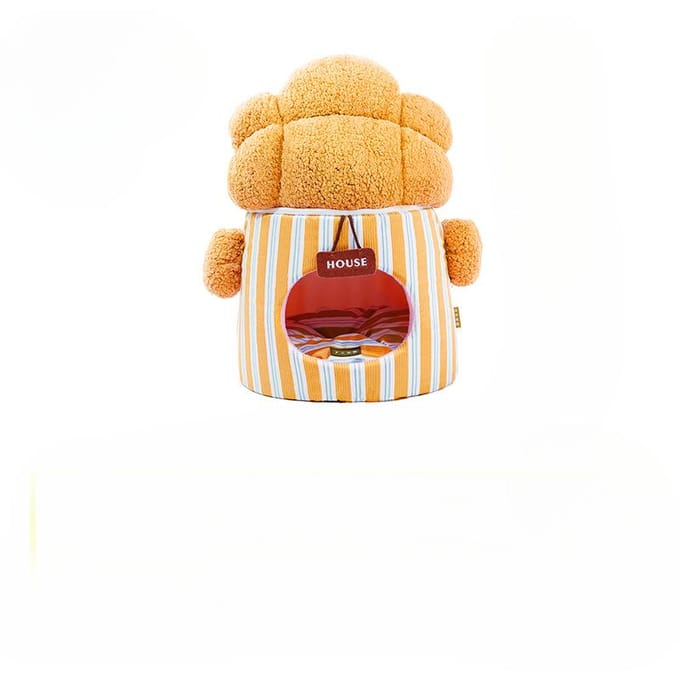 Nid pour chat fermé en trois dimensions pour arbre à choux-fleurs pour animaux de compagnie Nid pour chiot à double usage Maison créative pour chat 39*54cm beige