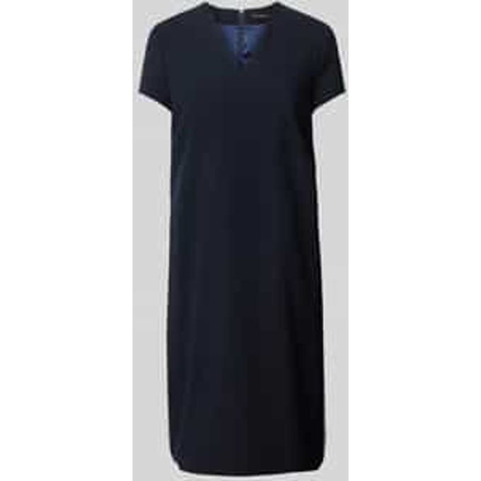 Knielange jurk met viscose en V-hals