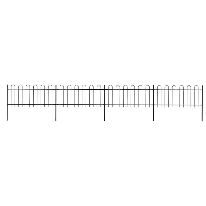 vidaXL - Tuinhek - met - ringtop - staal - 671x80 - cm - zwart