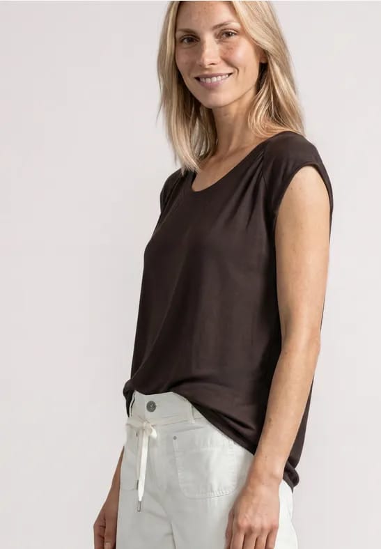 Shirt met afhangende schouders en elastische zoom