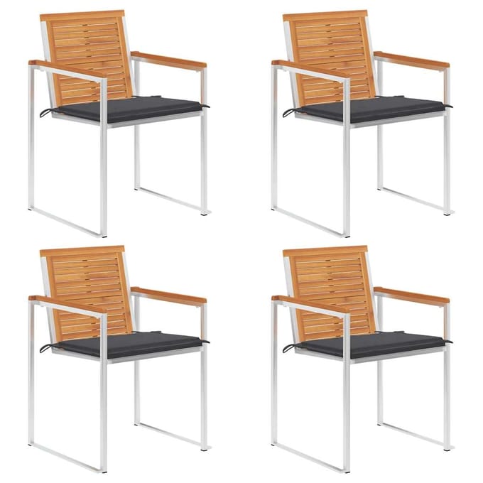 vidaXL - Tuinstoelen - 4 - st - met - kussens - massief - acaciahout