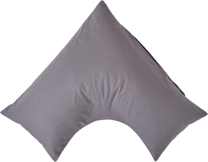 Homescapes Percale Katoen V-Kussensloop - Donkergrijs - 100% Egyptisch Katoen - 200TC - 38 x 76 cm