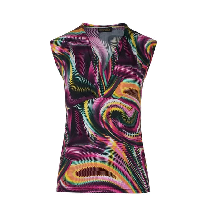 Afdrukken Mulberry mouwloze faux overslagtop