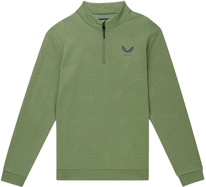 Castore Club Classic Aop Debossed Sweatshirt Met Halve Rits Groen M Man