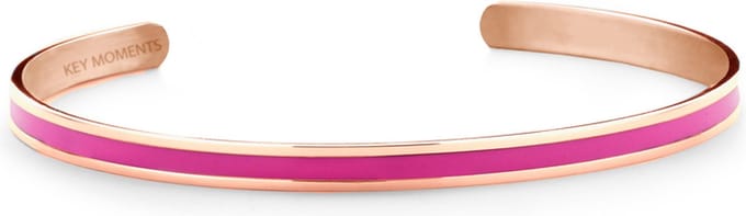 Key Moments 8KM-B00542 Stalen Open Bangle - One-size (60 x 50 x 4 mm) - Rosékleur / Fuchsia