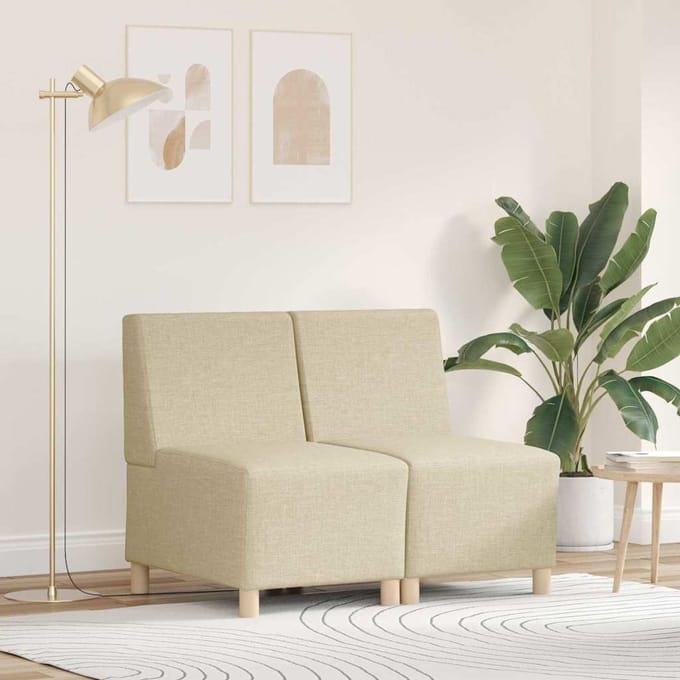 vidaXL Modulaire Sofa Eenheid Armless 2 pcs Crème 55 x 74 x 82 cm Stof
