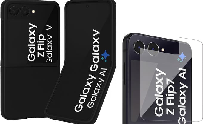 Hoesje geschikt voor Samsung Galaxy Z Flip 7 - Screenprotector Glas - Mat Back Case Zwart