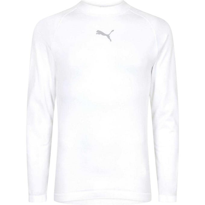 Puma Heren Logo Crew Neck Fitted Base Layer Top (Wit)