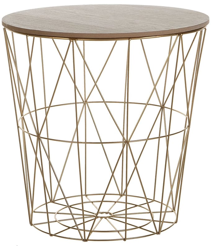 LANARK - Bijzettafel - Goud/ Lichte houtkleur - MDF