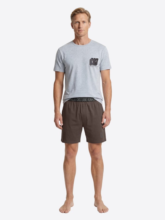 CR7 Heren Pyjama volwassenen kort (Grijs/Bruin)
