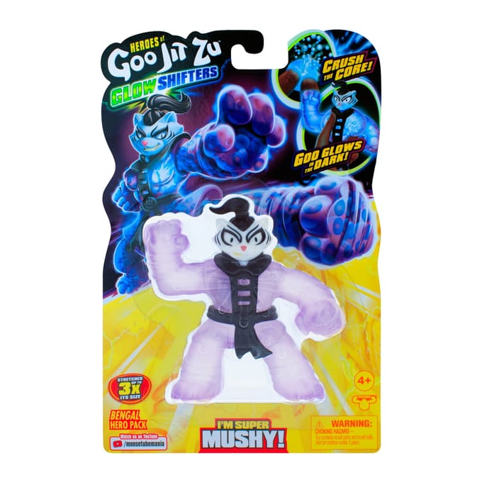 Goo Jit Zu Shifters superhelden set - Bengal - Glow in the dark - Stretchfiguur