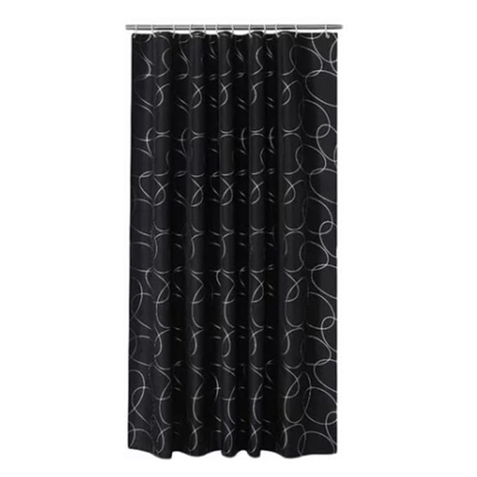 Rideau de douche Cercle Noir Argent Épaissi Imperméable Tissu Polyester Rideau de douche 180x180cm black