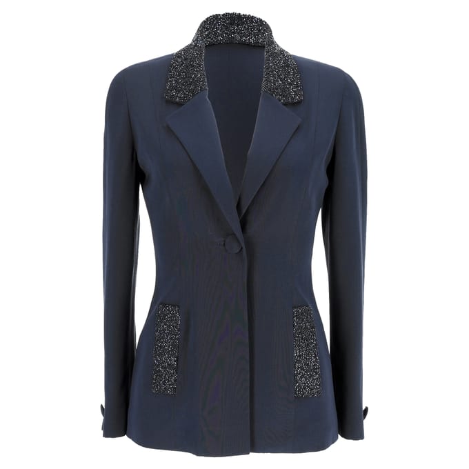 Versierde blazer van Rochas in marineblauw polyester