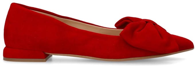 Manfield - Dames - Rode suède loafers met strik - Maat 37