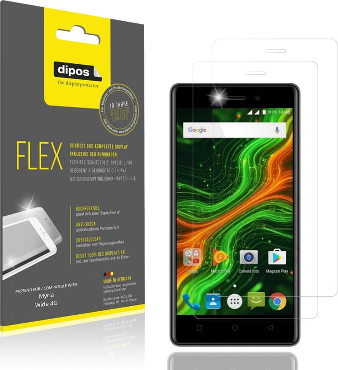dipos – 2x Beschermfolie geschikt voor Myria Wide 4G | 3D Full Cover Screenprotector | 100% Passend