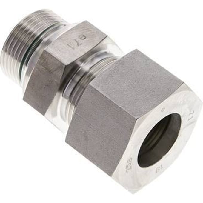 25S & M33x2 RVS Rechte Knelfitting Buitendraad 250bar FKM ISO 8434-1