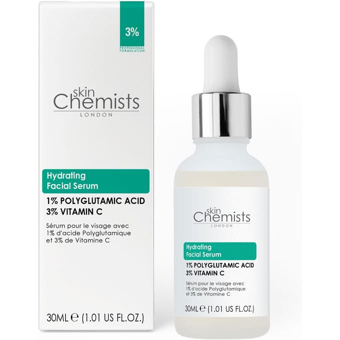 skinChemists Hydraterend gezichtsserum met 1% polyglutaminezuur en 3% vitamine C, 30 ml