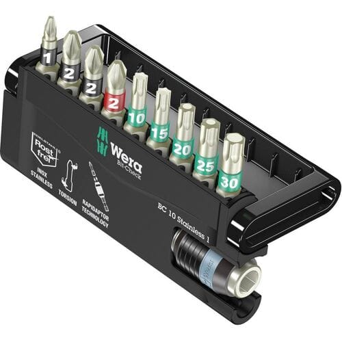 Wera BC 10/9 05071110001 Bitset 10-delig Plat, Kruiskop Phillips, Kruiskop Pozidriv, Binnen-Torx