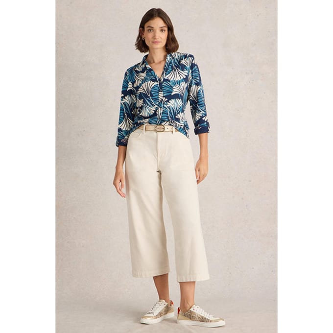 White Stuff Annie Jersey Shirt Blue Print Größe: 8 | Business hemden Outlet | Damen | Blau