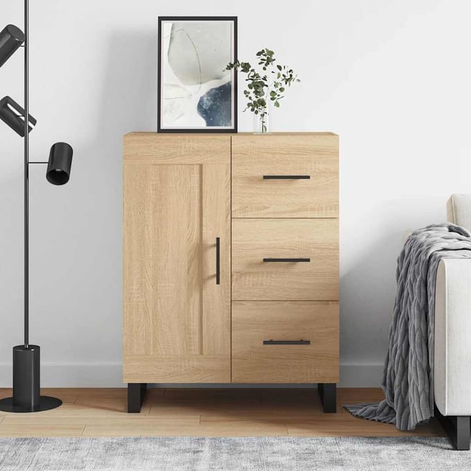 vidaXL - Dressoir - 69,5x34x90 - cm - bewerkt - hout - sonoma - eikenkleurig