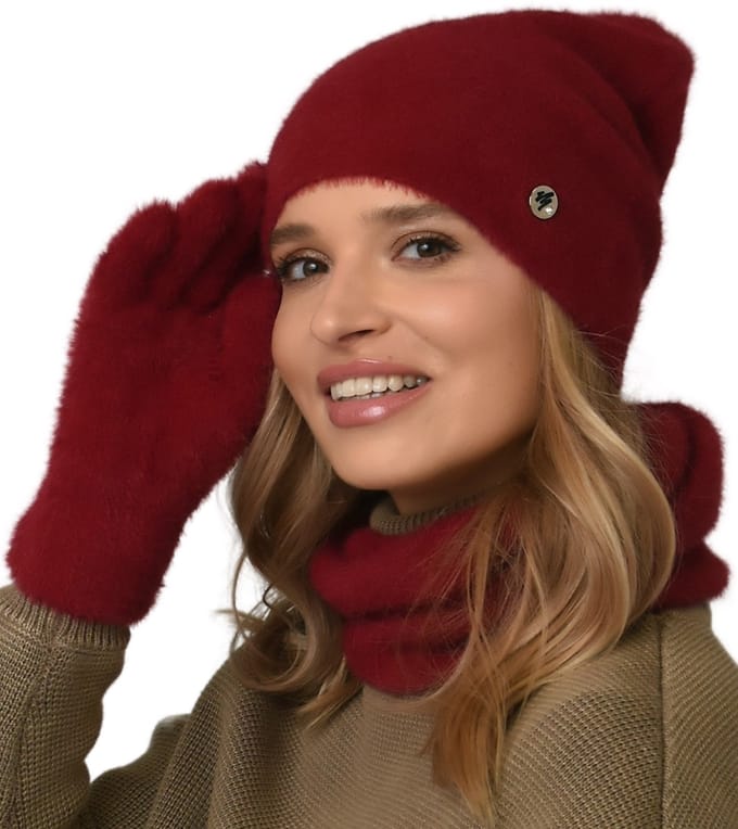 Alur - Winterset Dames - Muts Beanie - Sjaal Komin - Handschoenen - Alpaca Touch