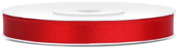 PartyDeco - Satijn Lint Rood 6 mm/rol 25 m