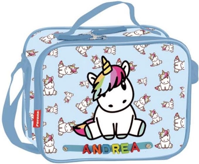 Unicorn lunchtas / koeltas - Met je eigen naam op de tas d.m.v. letters plakken