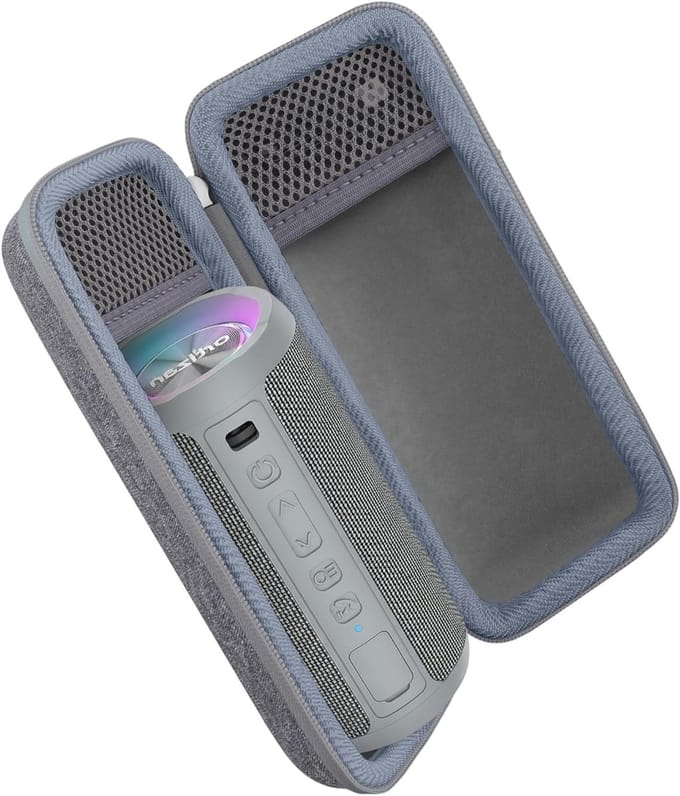 Duurzame Hard Travel Case voor Draagbare Bluetooth Speaker - Waterdicht, Schokbestendig en Beschermend Accessoire (Grijs)