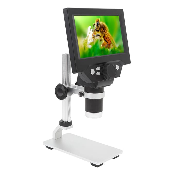 Microscope Numérique 1000x Écran LCD 5,5 pouces Microscope à Pièces avec 8 Lumières LED Réglables Vue PC