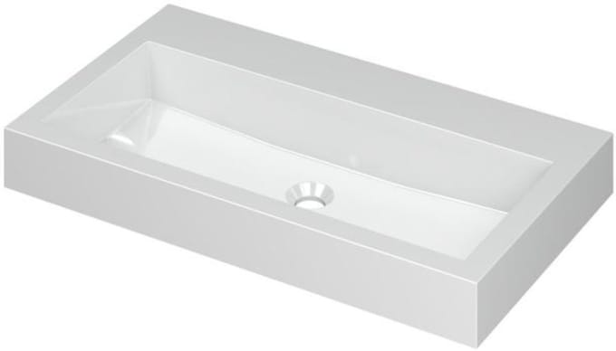 INK Momento Wastafel Polystone Zonder Kraangat - 800x450x90 mm - Glans Wit