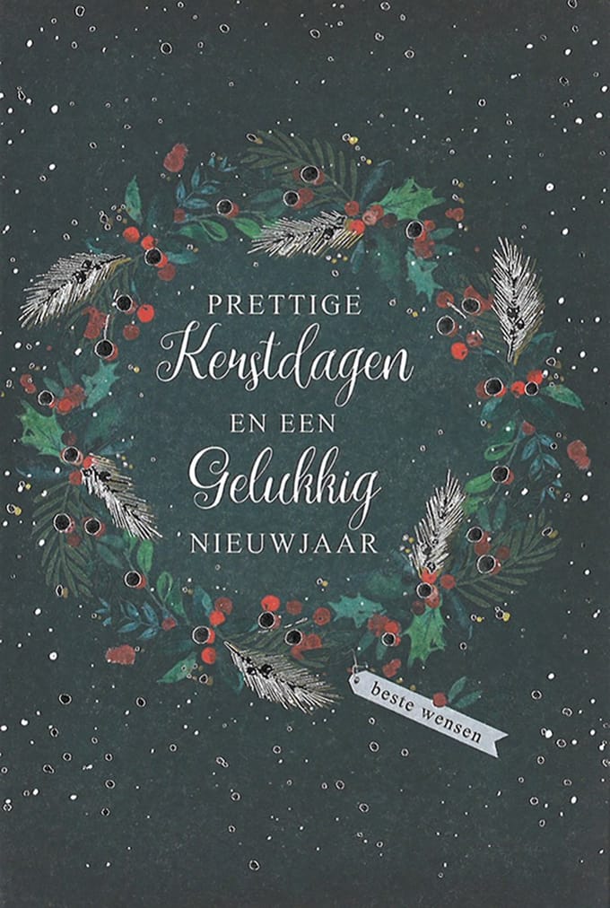 MGPcards - 6 Luxe dubbele Kerstkaarten - Foliedruk - Gekleurde envelop - 11,5 x 17 cm