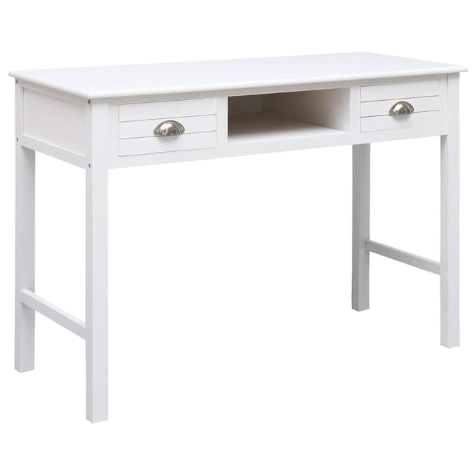 vidaXL - Bureau - 108x45x76 - cm - massief - paulowniahout - wit