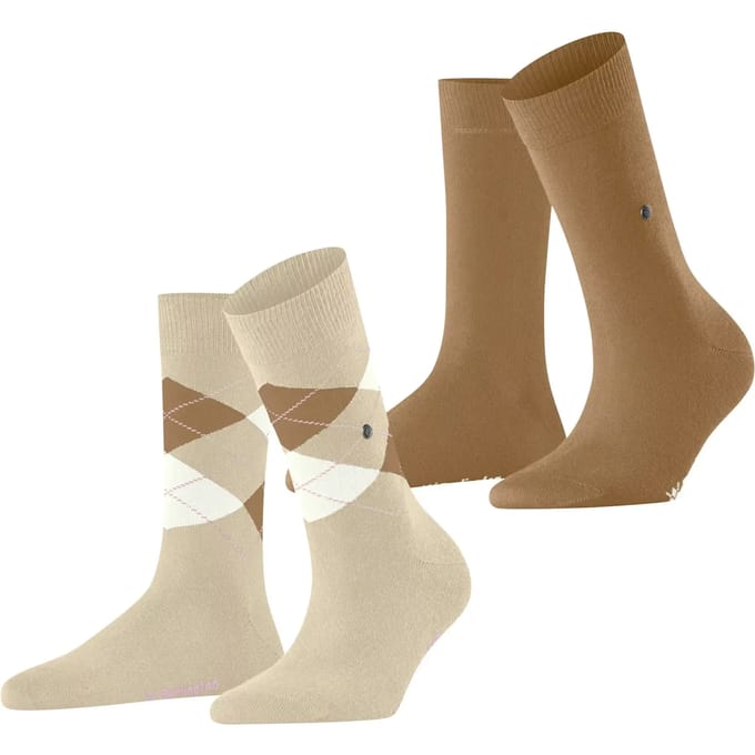 Burlington Everyday 2-Pack gedessineerd katoen multipack sokken dames beige - maat 36-41