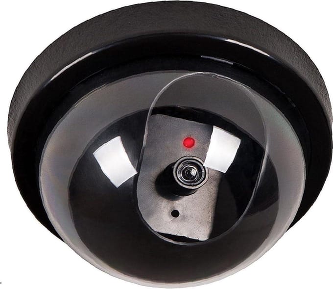 Nep Beveiligingscamera - Dummy Camera Dome - Preventieve Afschrikking - Knipperende Rode LED - 12 x 8 cm - Zwart