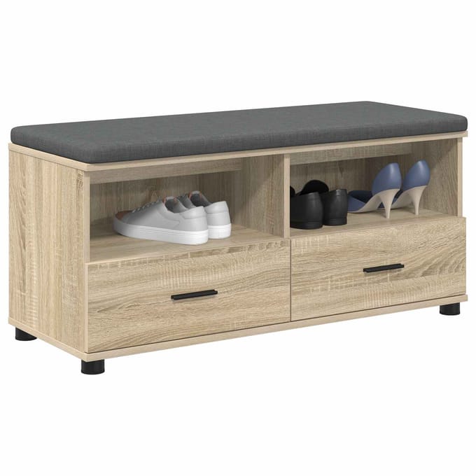 vidaXL - Hallenbank - Sonoma - Eik - 100 - x - 38 - x - 46 - cm - Geengineerd - Hout - en - Stof