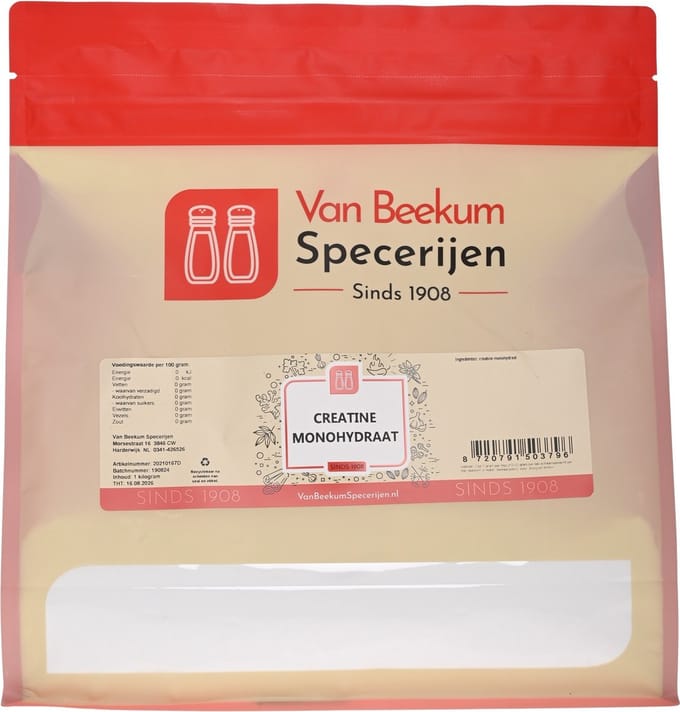Van Beekum Specerijen - Creatine Monohydraat - 1 KG (hersluitbare stazak)